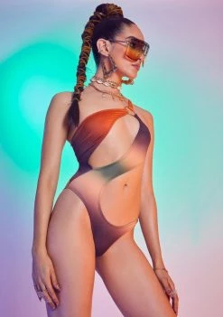 Jaded London Ombre Mix Print Cutout Recycled Swimsuit