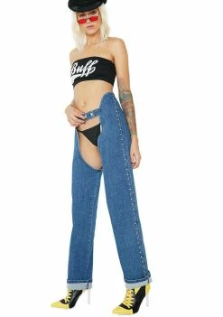 Jaded London Bottoms Denim Chaps