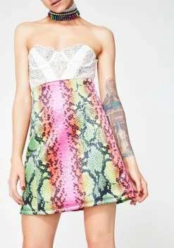 Jaded London Snake Print High Waist Skirt Bottoms