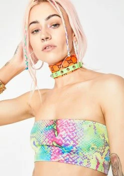 Jaded London Tops Snake Print Bandeau Crop Top