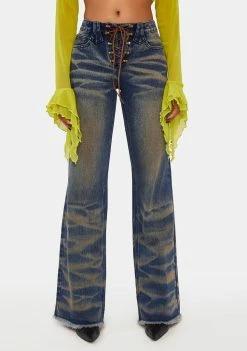 Jaded London After Hours Lace Up Jeans Boyfriend Jeans