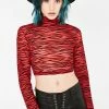 Jaded London Zebra Mesh High Neck Crop Top Tops