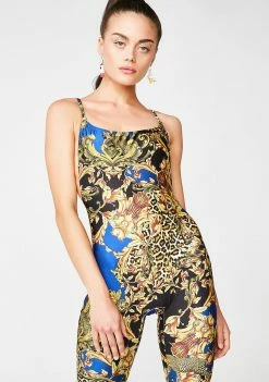 Jaded London Square Neck Chain Printed Catsuit Jumpsuits & Rompers