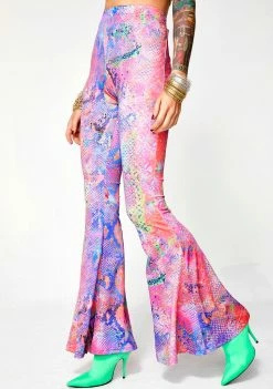 Jaded London Bottoms Snake Print Jersey Flares