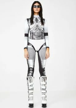Jaded London Robot Print Long Sleeve Catsuit Jumpsuits & Rompers