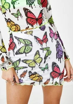 Jaded London White Mesh Butterfly Print Mini Skirt Bottoms