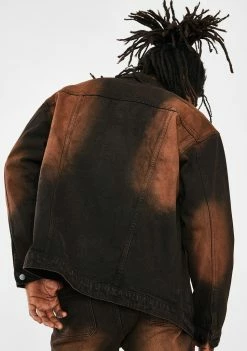 Jaded London Outerwear Brown Faded Wash Denim Jacket
