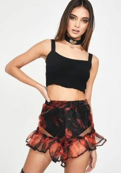 Jaded London Orange Tie Dye Organza Ruffle Shorts