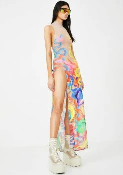 Jaded London Climbing Snakes High Neck Maxi Dress Dresses