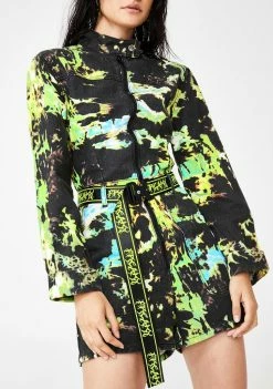 Jaded London Tie Dye Print Denim Short Boilersuit