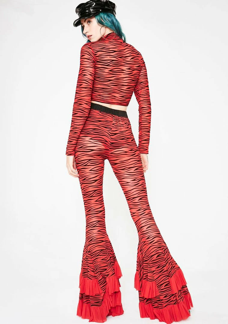 Best Pirce π€© Jaded London Bottoms Zebra Mesh Frill Flares π₯ 6 Jaded London Bottoms Zebra Mesh Frill Flares