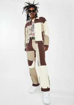 Jaded London Brown Patchwork Skate Jeans