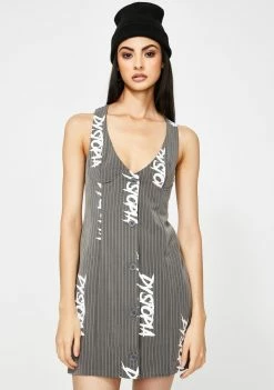 Jaded London Dystopia Pinstripe Waistcoat Suit Dress Dresses