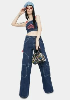 Jaded London Denim Dungaree Crop Top
