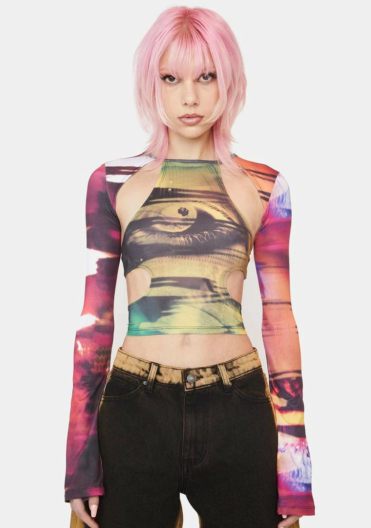 Outlet โค๏ธ Jaded London Tops Oracle Eye Print Top ๐ 3 Jaded London Tops Oracle Eye Print Top