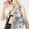 Jaded London Outerwear Collage Print Denim Utility Vest