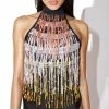Jaded London Sequin Fringe High Neck Bodysuit Tops
