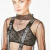 Jaded London Tops Diamante Mesh Crop Top