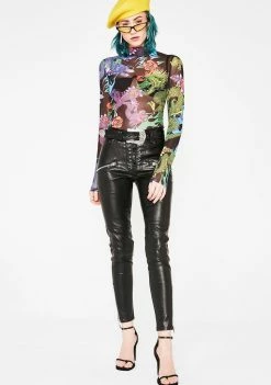 Jaded London Tops Dragon Print Mesh Bodysuit
