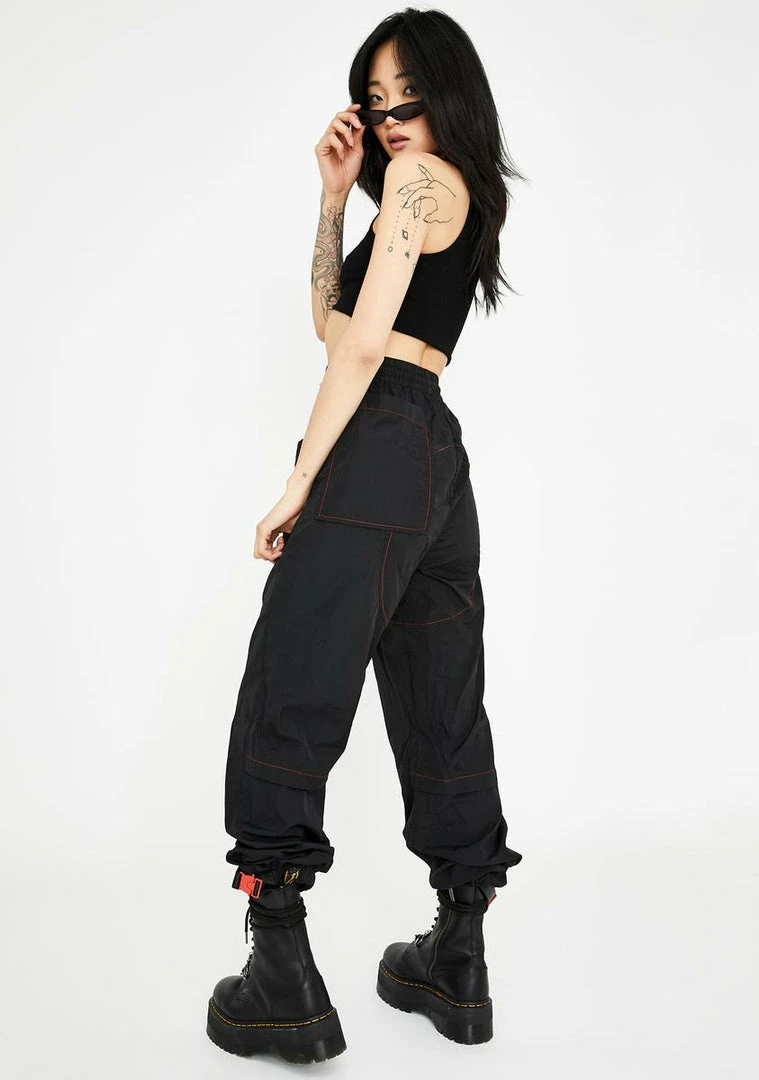 Wholesale π Jaded London Black Nylon Joggers With Red Stitching Detail π₯° 6 Jaded London Black Nylon Joggers With Red Stitching Detail