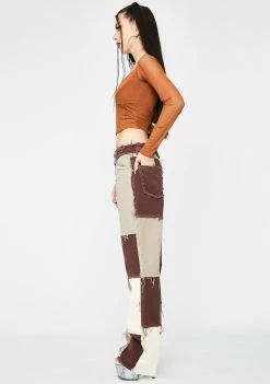 Best deal ๐ Jaded London Brown Patchwork Denim ๐ Jeans ๐ 8 Jaded London Brown Patchwork Denim Jeans