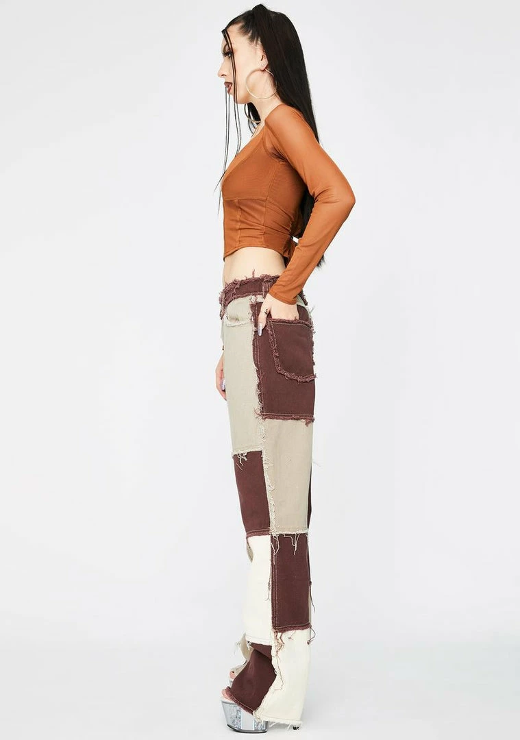 Best deal ๐ Jaded London Brown Patchwork Denim ๐ Jeans ๐ 5 Jaded London Brown Patchwork Denim Jeans