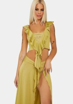 Jaded London Orchard Frill Mesh Top Mesh Shirt