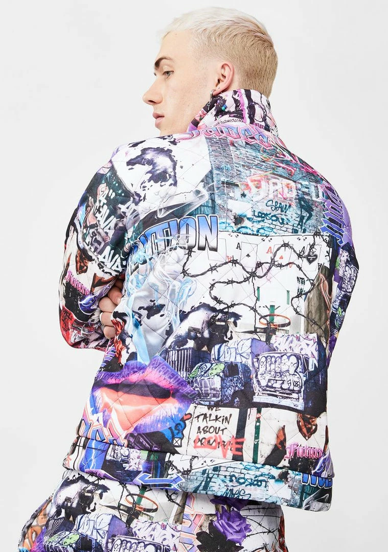 Wholesale ๐ Jaded London Mashup Graffiti Quilted Jacket ๐ 6 Jaded London Mashup Graffiti Quilted Jacket