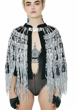 Jaded London Sequin Fringe Cape