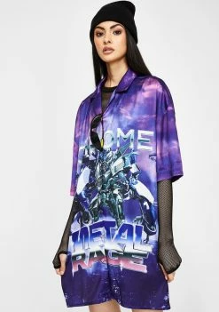 Jaded London Dresses Robot Print Oversized Shirt Dress