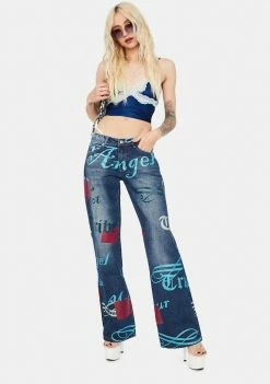 Jaded London Angel Distressed Low Rise Boyfriend Jeans Bottoms