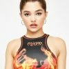Jaded London Tops Flame Print Racer Crop Top