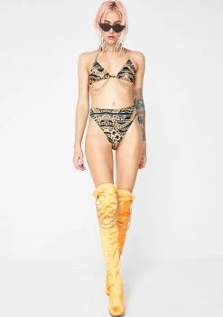 Jaded London Gold Member High Cut Bikini Bottoms Swim