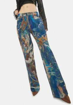 Jaded London Bottoms Marble Print Slouchy Fit Jeans