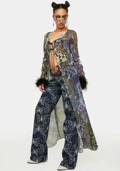 Jaded London Volare Lace-Up Butterfly Duster Outerwear