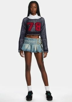 Jaded London 78th St Cropped Knit Sweater Tops