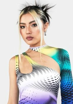 Jaded London Dresses Y2K Dot Swirl Print Asymmetric Dress