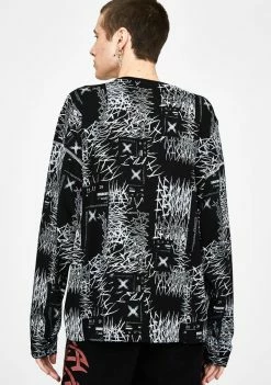 Jaded London Tops Anarchy Skull & Flame Long Sleeve Tee