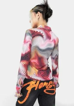 Jaded London Swirl Print Tissue Jersey Shirt Tops