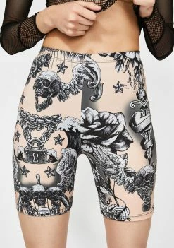 Jaded London Bottoms Tattoo Print Cycling Shorts