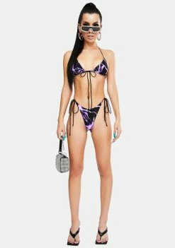 Jaded London Purple Lightning Print Triangle Bikini Top