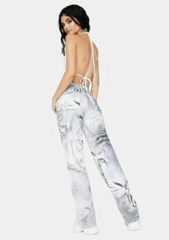 Jaded London Tiger Fade Print Slouchy Fit Jeans