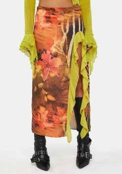 Jaded London Marie Print Slit Maxi Skirt Bottoms