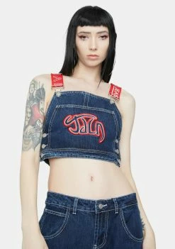Jaded London Denim Dungaree Crop Top