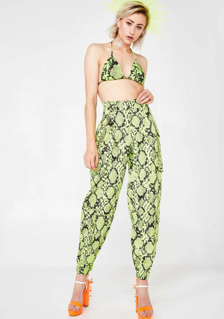 New π Jaded London Neon Green Snakeskin Combat Trousers Bottoms π 5 Jaded London Neon Green Snakeskin Combat Trousers Bottoms