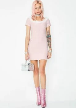 Jaded London Marabau Feather Trim Bandeau Mini Dress Dresses