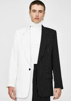 Jaded London Spliced Black & White Pinstripe Blazer
