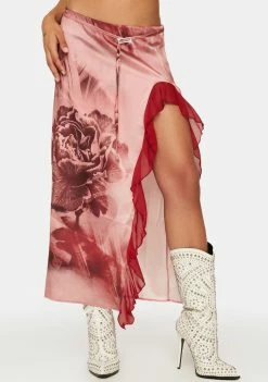 Jaded London Vintage Rose Frill Midi Skirt