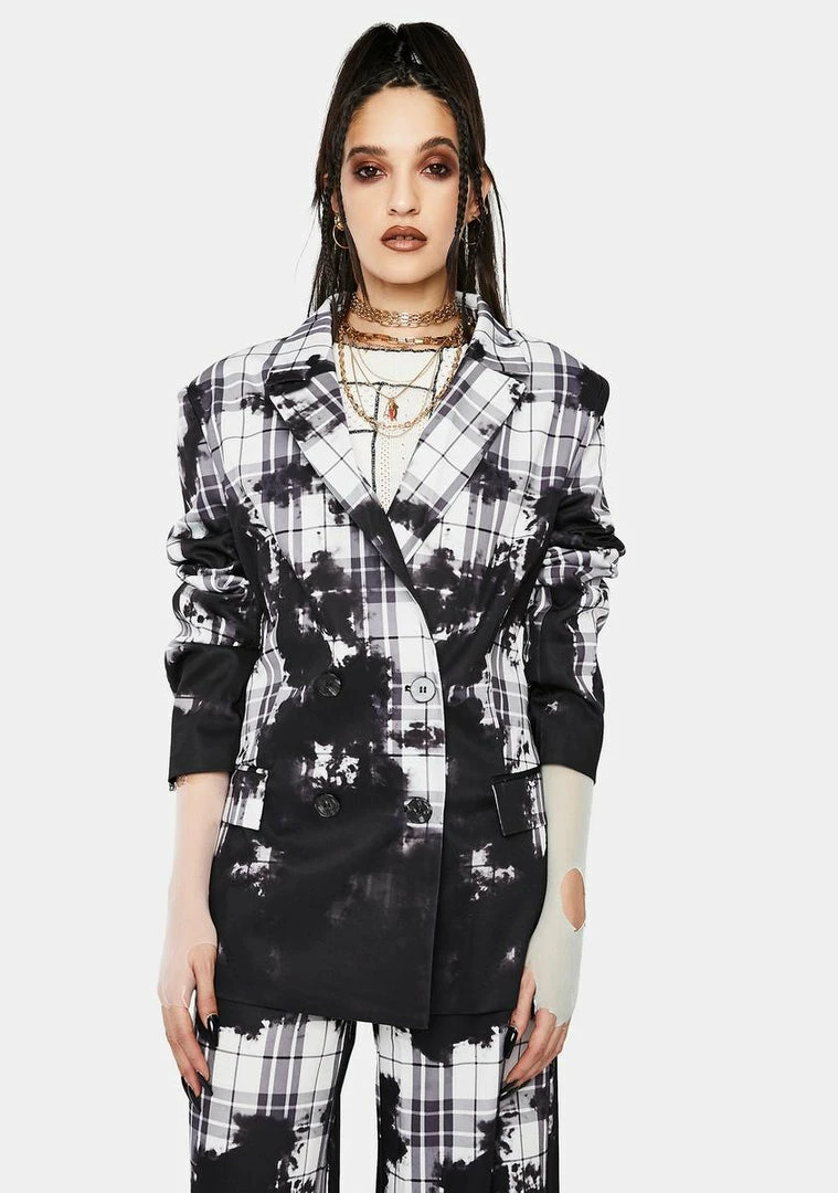 Top 10 ❤️ Jaded London Outerwear Bleach Check Double Breasted Slouch Blazer 👏 3 Jaded London Outerwear Bleach Check Double Breasted Slouch Blazer