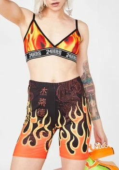 Jaded London Red Flame Cycling Shorts Bottoms
